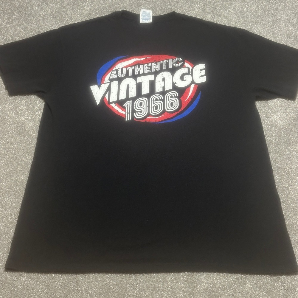 Delta Mens L Authentic Vintage 1966 Graphic Tee Black Retro Birthday T-Shirt